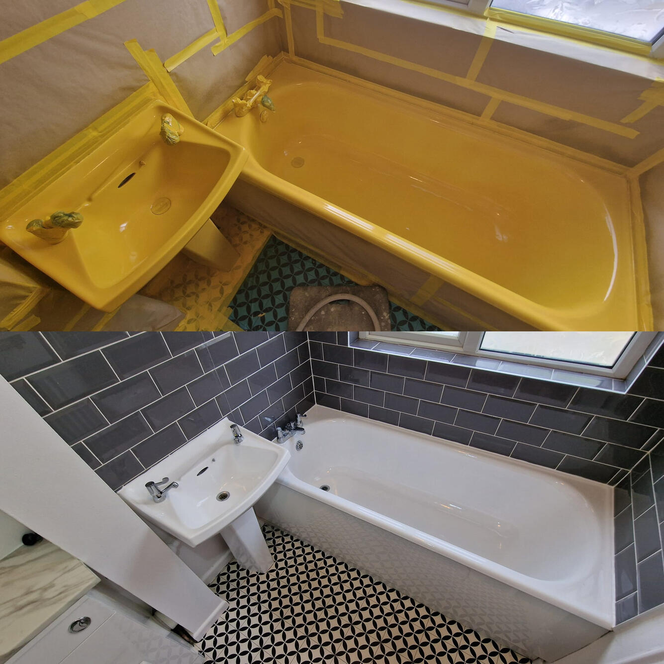 SINK AND BATH RE-ENAMELLED Before and after ceramic sink and steel bath re-enamelling in Reading, Berkshire